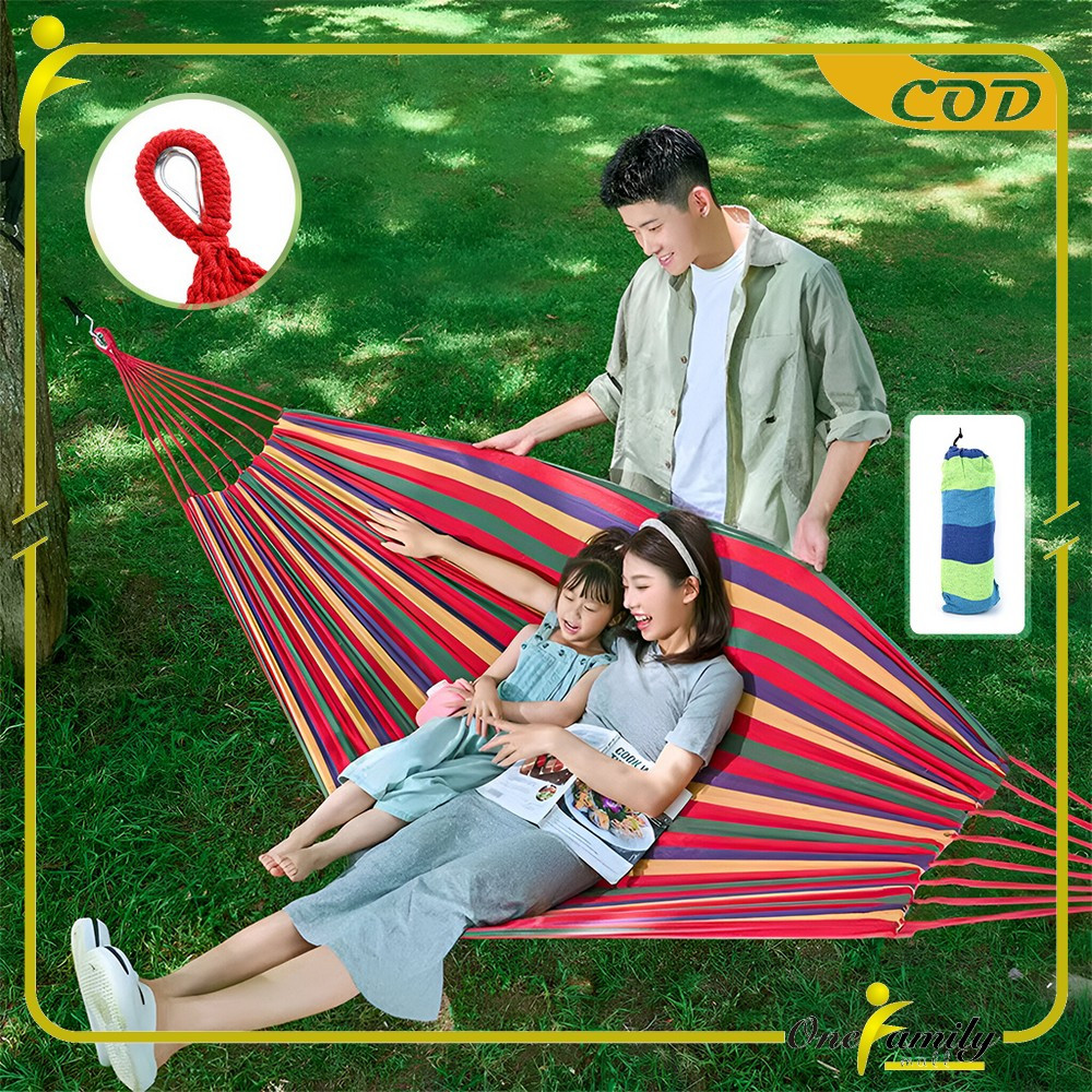 ONE-C1228 Hammock Rainbow Ayunan Tempat Tidur Gantung Camping Hiking Outdoor / Ayunan Pohon Kain Mot