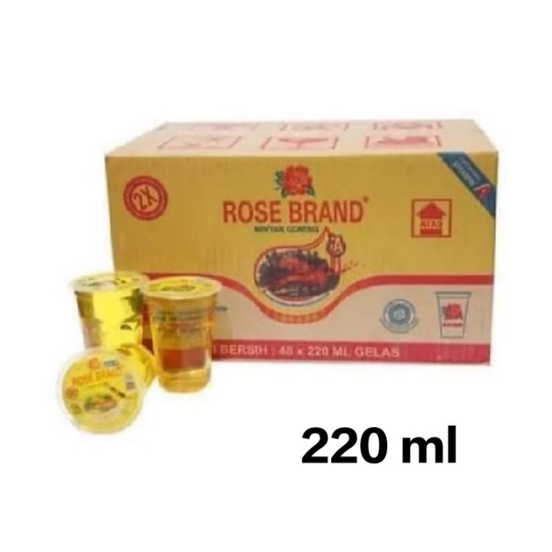 

Minyak goreng rose brand cup/gelas 1 karton kemasan 220 ml x 48 pics