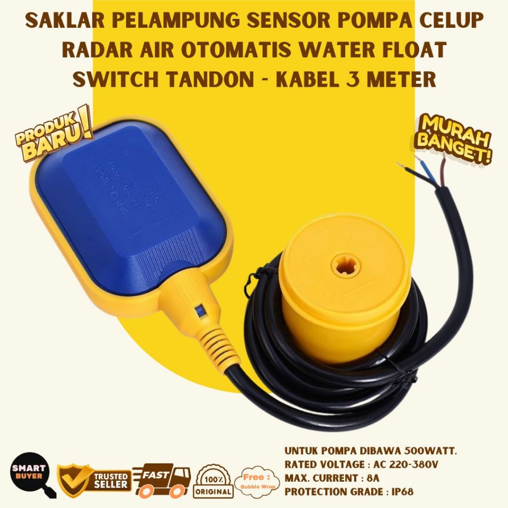 SMD Saklar Pelampung Air Sensor Pompa Celup Radar Air Otomatis Water Float Switch Tandon Toren 3 Met