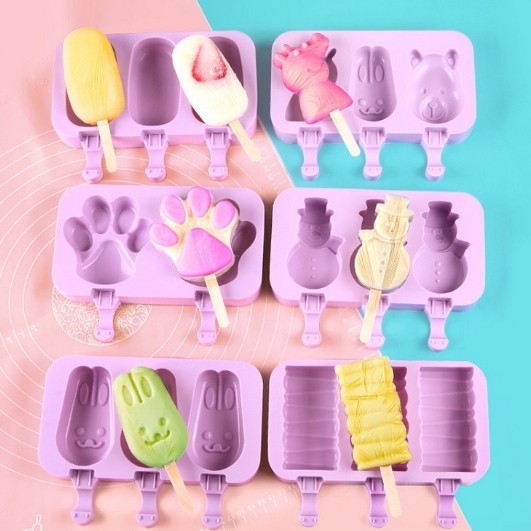 TERBARU Cetakan Silikon Es Batu / Pudding / Es Krim Karakter Lucu BPA Free ( + FREE STIK )