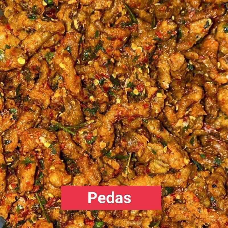 

Usus krispi / kripik usus 500 Gram / 500Gram Usus Crispy bumbu Pedas daun jeruk mantap