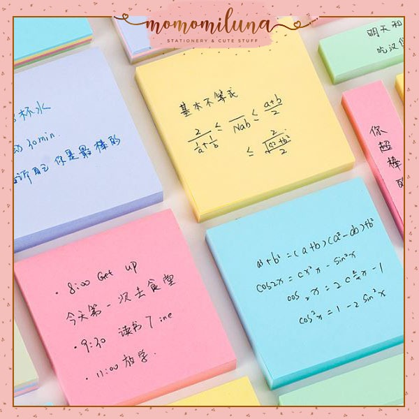 

1 set isi 100 lembar sticky notes warna warni polos aesthetic mini memo lucu cute HB1833