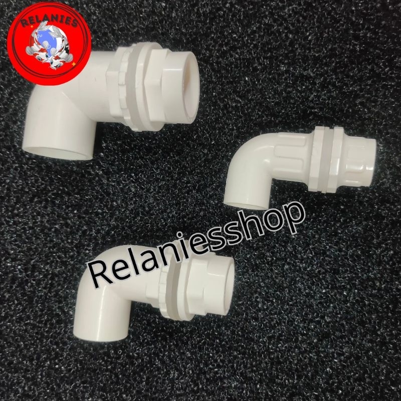white 90 degree bulkhead pipa Elbow konektor pipa aquarium