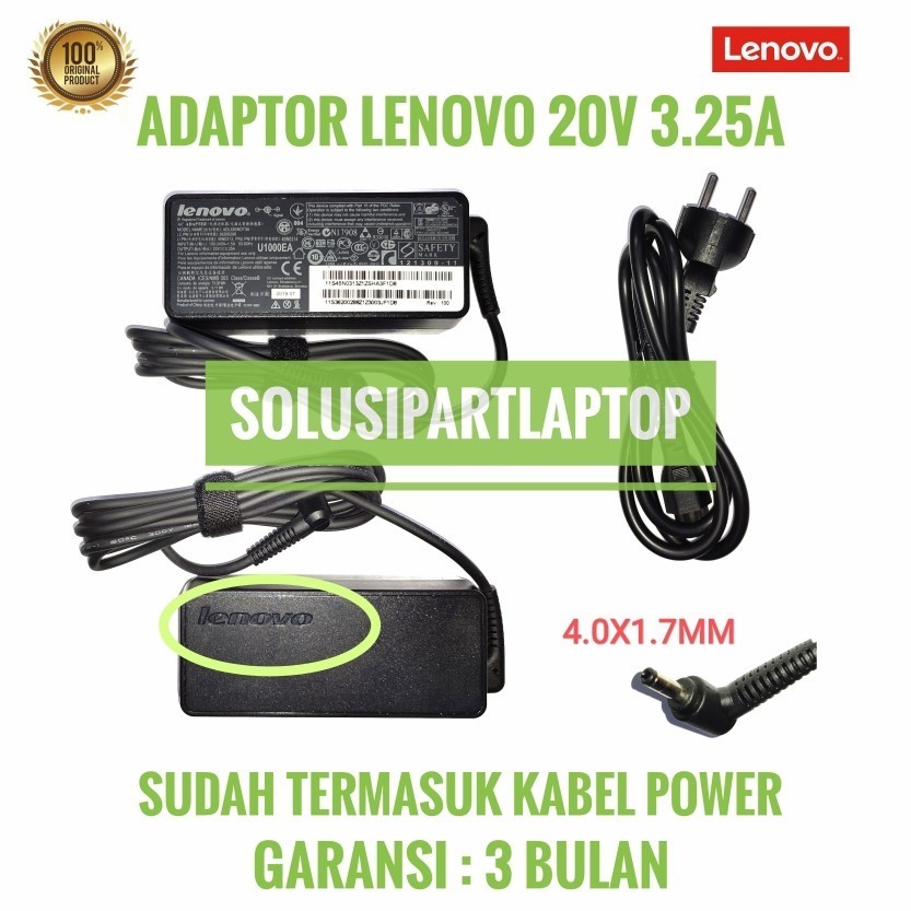 ADAPTOR CHARGER LAPTOP LENOVO IDEAPAD 20V 3.25A DC 4.0X1.7mm Jack Medium  Lenovo IdeaPad 710s 510s 5