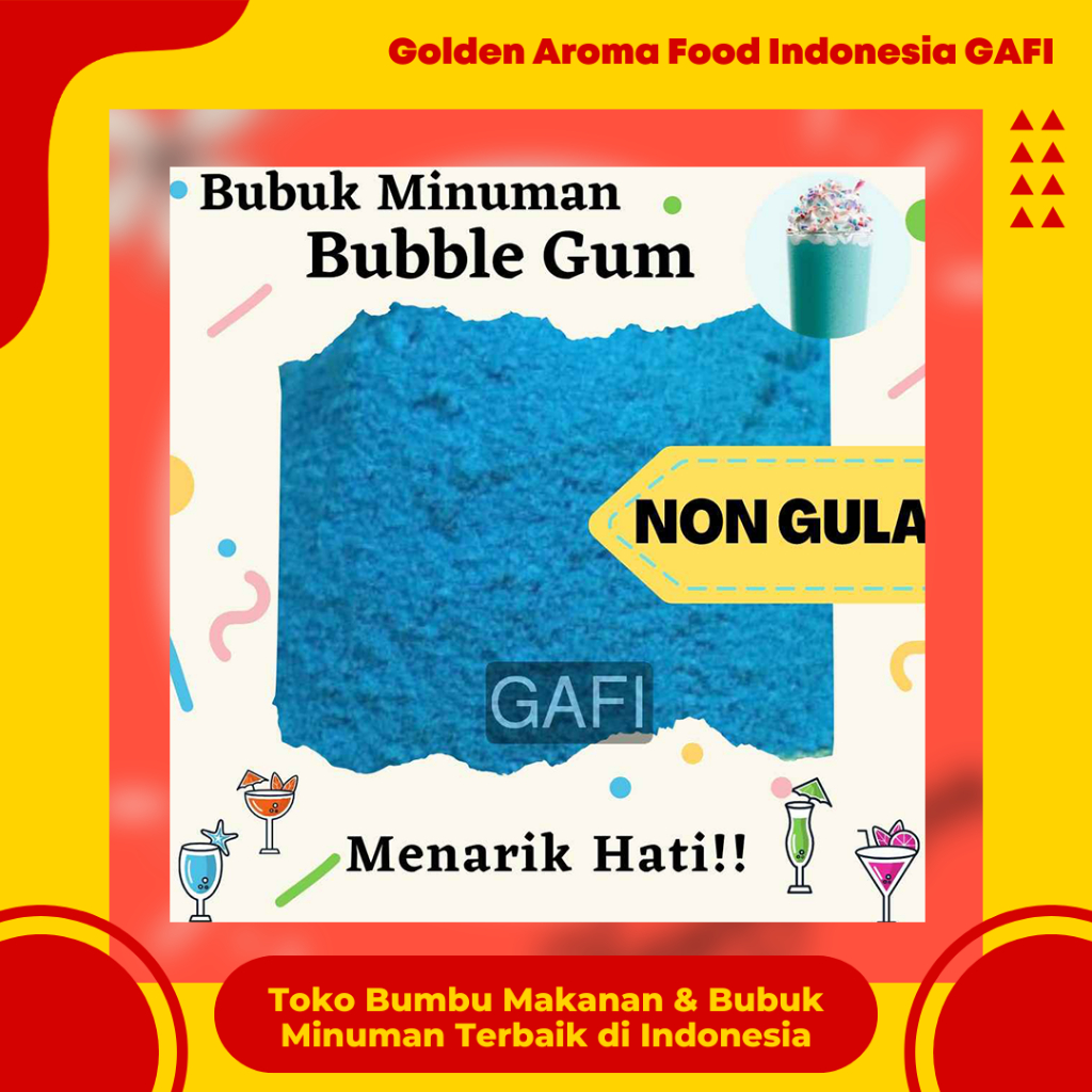 

GAFI Food Bubuk Minuman Rasa Bubble Gum NON GULA 1 Kg Enak Murah Lezat, Bubble Gum SUGAR FREE Drink Powder 1Kg