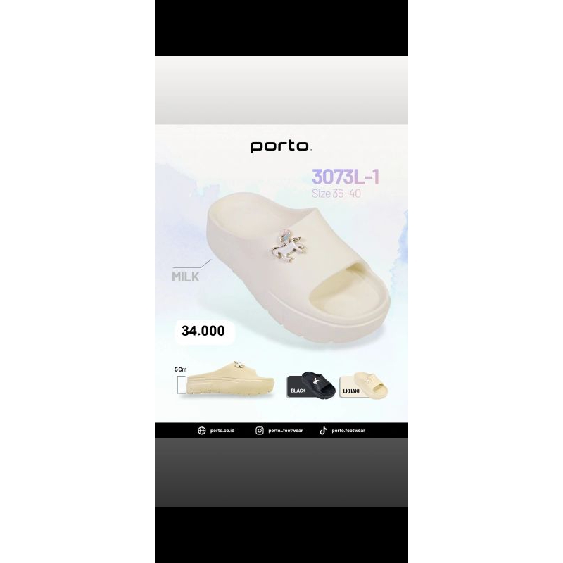 sendal karet wanita dewasa PORTO VIRAL