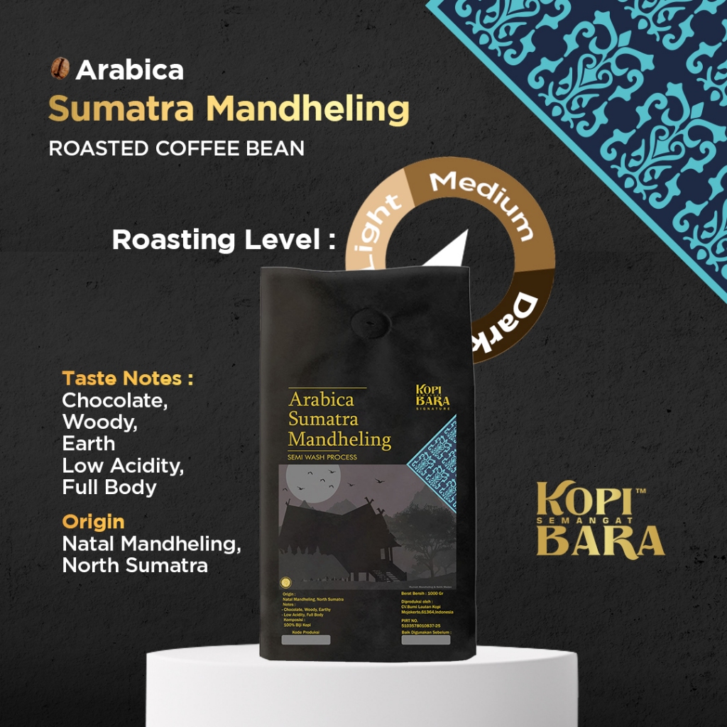 

Arabica Sumatra Mandheling 200gr - Roasted Coffee Bean - Kopi Bara Signature