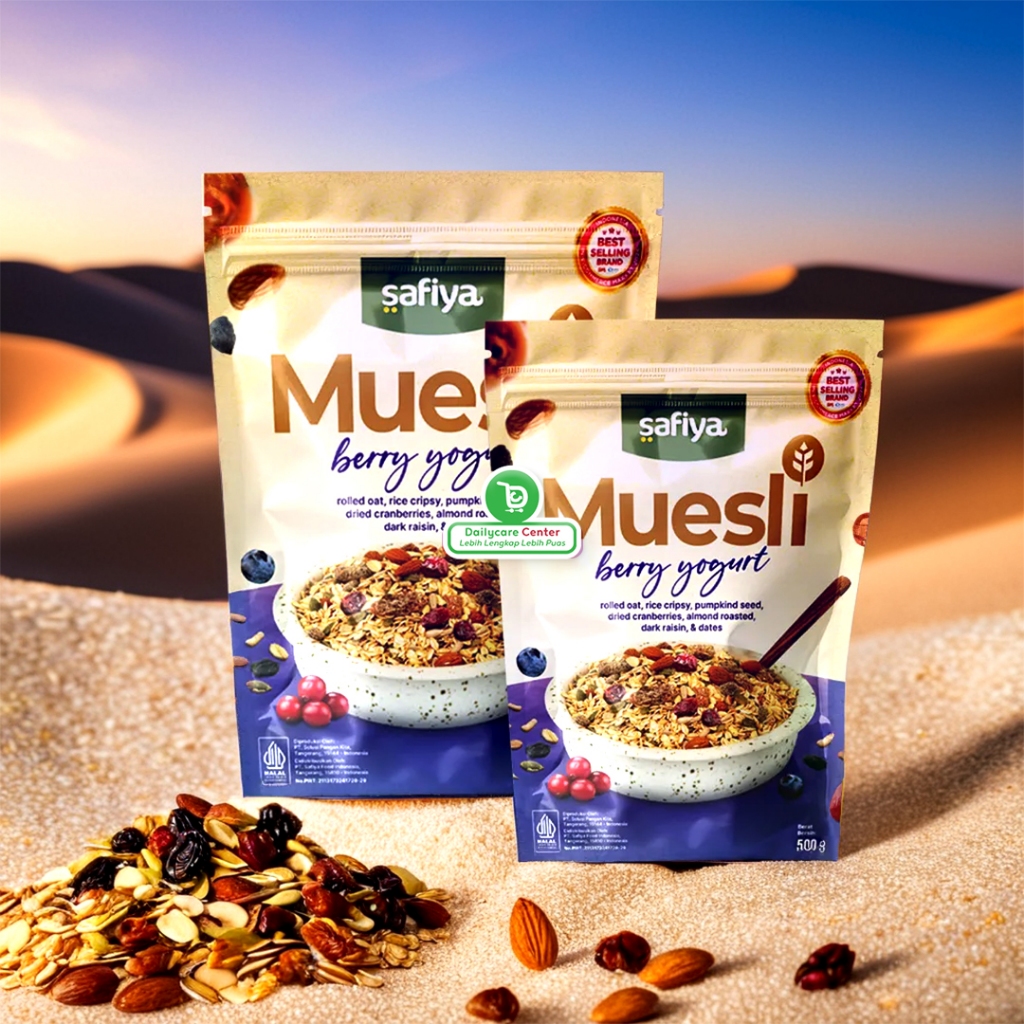 

Muesli Berry Yogurt Safiya-Sereal Oatmeal With Almond - Sarapan sehat premium