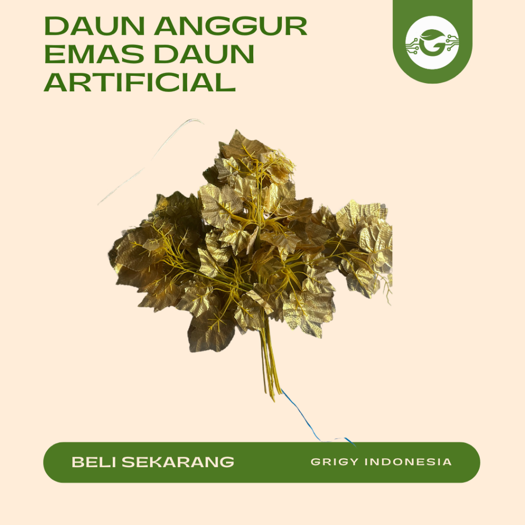 DAUN ANGGUR EMAS DAUN ARTIFICIAL/DAUN DEKORASI/DAUN PLASTIK