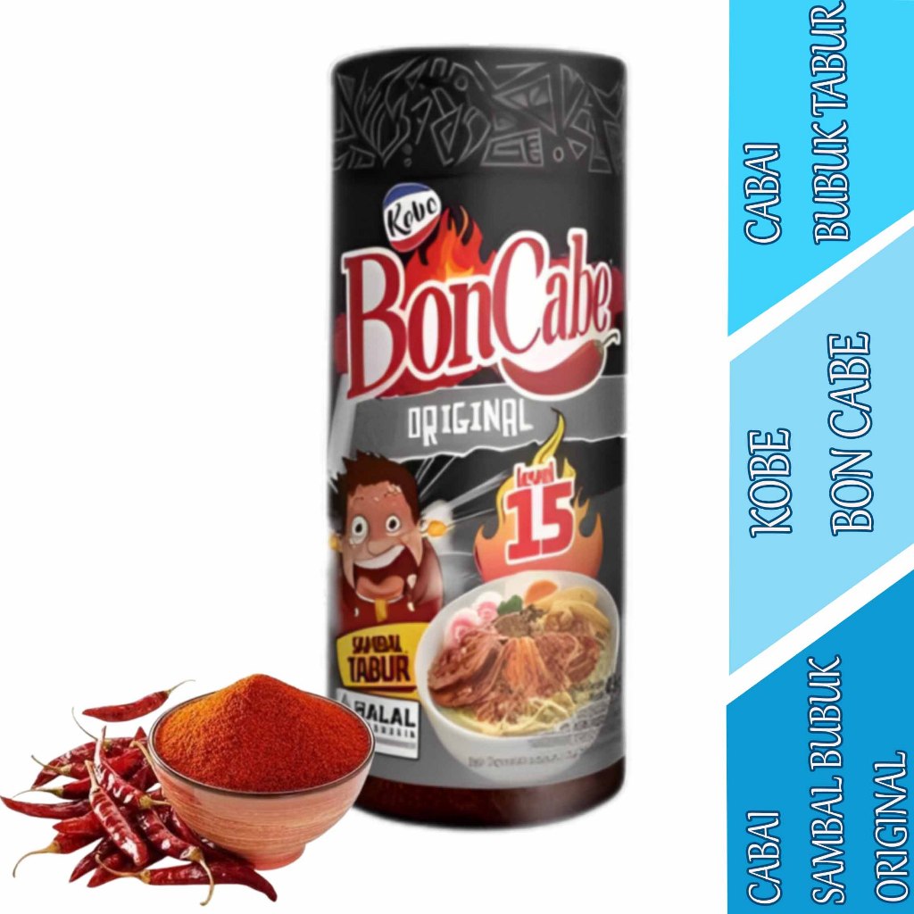 

Cabai Sambal Bubuk Original - Kobe Bon Cabe - Cabai Bubuk Tabur - Lv.15 45gr