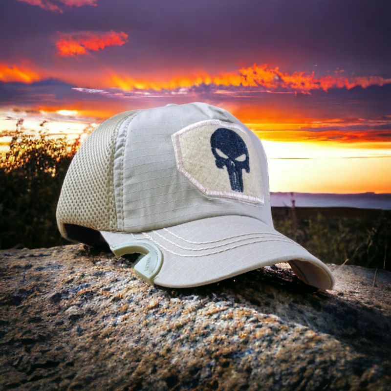 Topi Tactical/Topi Coak Tactical Logo PUNISHER warna Cream