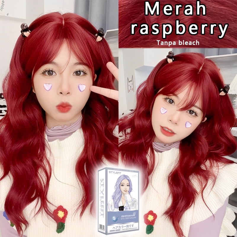 [Pengiriman cepat]STYLE FIT Merah  raspberry cat rambut 200ml Cat cepat, warna tahan lama,Mencerahka