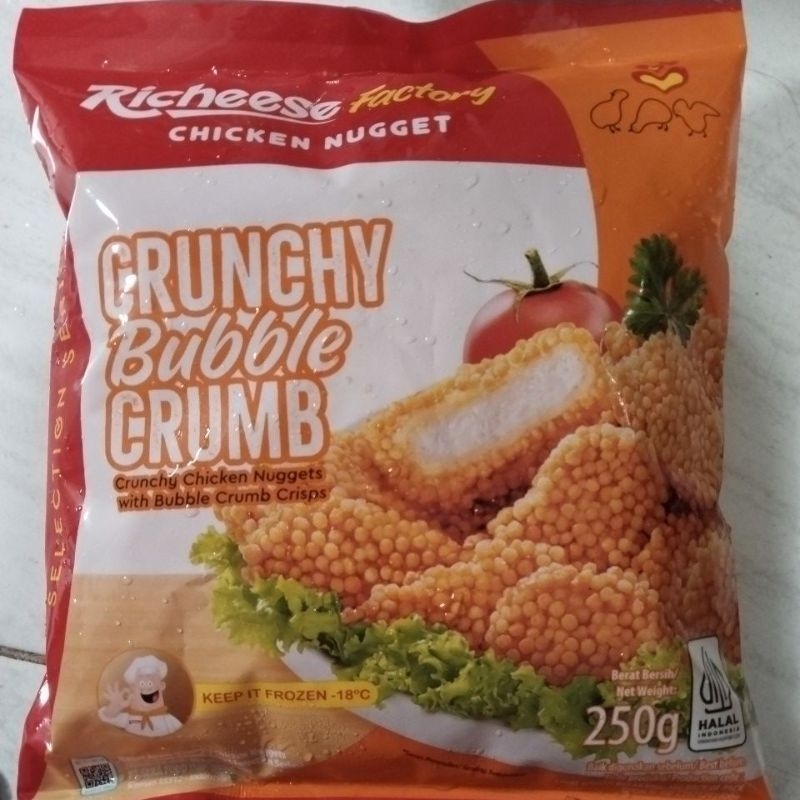 

RICHEESE FACTORY CHICKEN NUGGET CRUNCHY 250GR CRUNCHY BUBBLE CRUMB