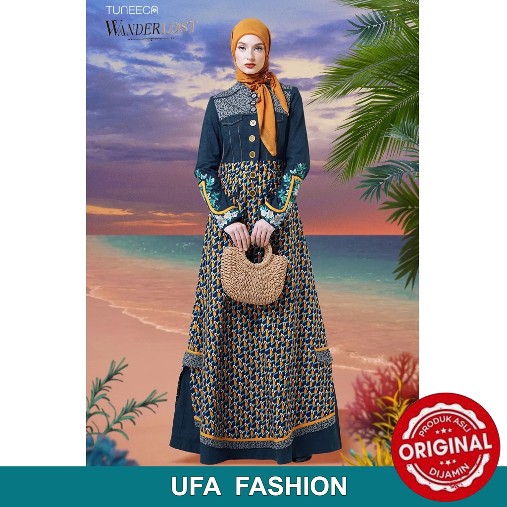 Gamis Nova Tides, Gamis nuansa biru untuk acara spesial formal semi-formal, Dress TUNEECA T-1224006