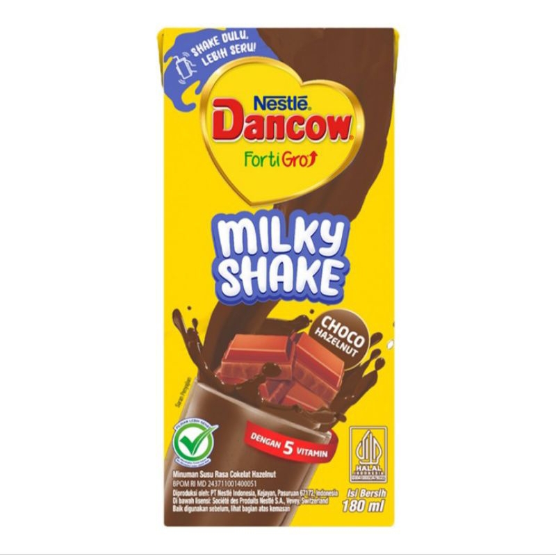 

Nestle Dancow FortiGro Milkyshake Susu UHT Choco Hazelnut Kotak 180 ml