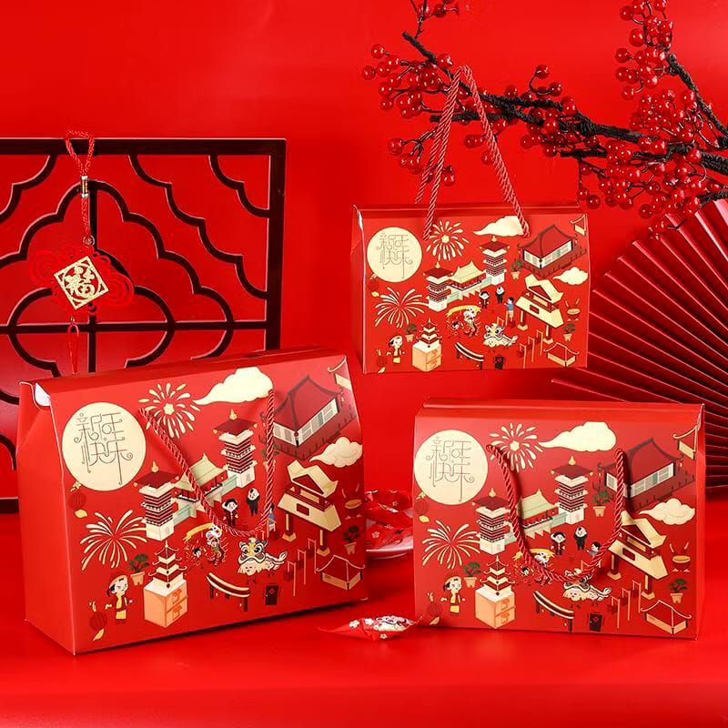 

Box Toples Kue Kering IMLEK Sincia Happy CNY hoki Red Kotak Packaging Kue Hampers Cookies Imlek HPNY-10