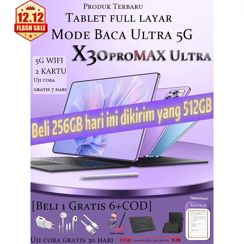 LA 2025 Produk Baru [Beli1 Gratis 7+COD] TabletPC Asli tablet X30 Pro MAX Tab Baru ROM16GB + 512GB R