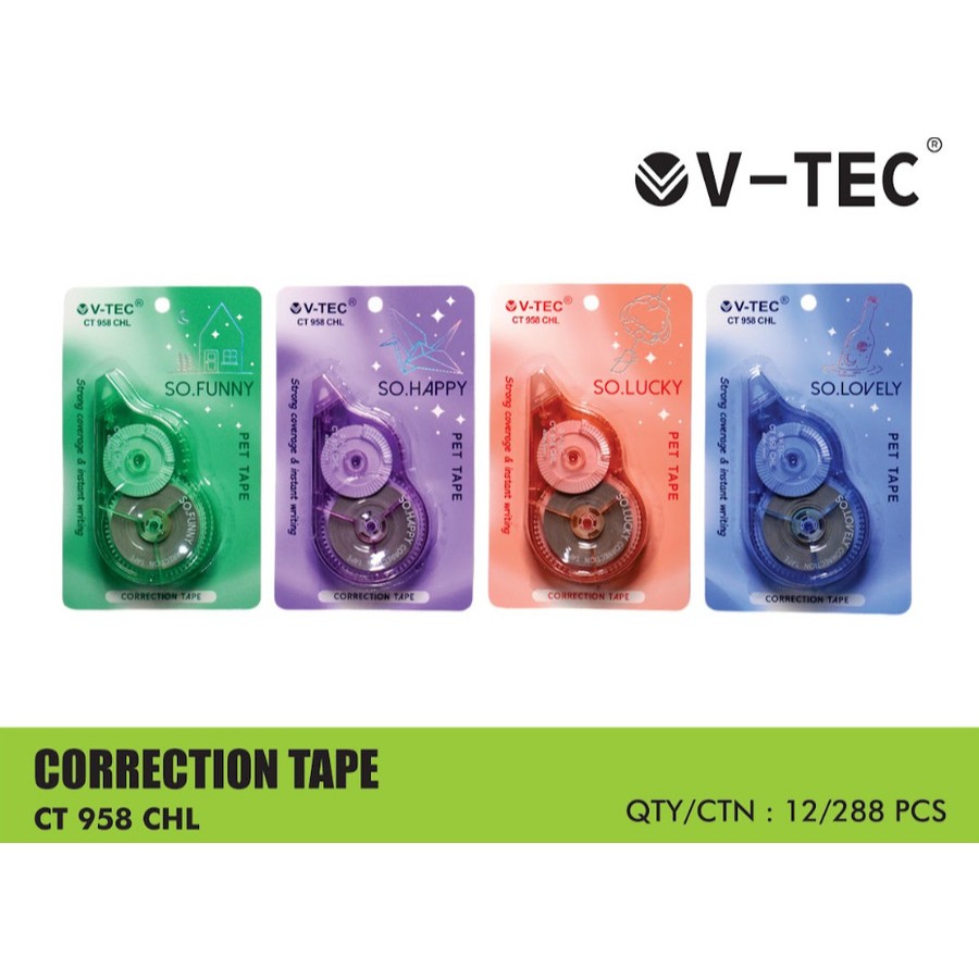 

V-TEC CT-958 CHL CORRECTION TAPE / STIPO KERTAS / TIPE-X KERTAS