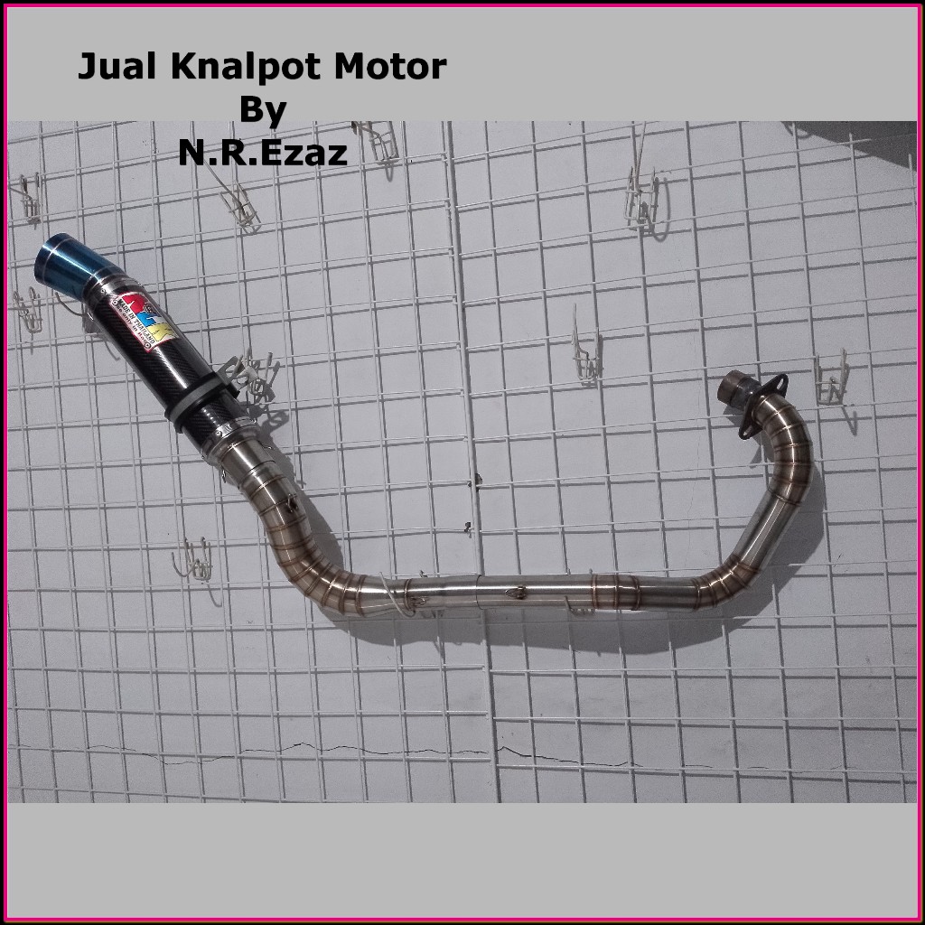 Knalpot NLK Motor Mx-king Mx135 Sonic150 Satria Fu / Full set Pipa Leher Tembak bulan