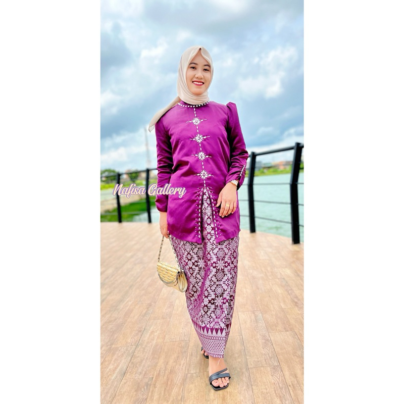 Set Hanna Baju Kurung Melayu Malaysia Baju Setelan Rok Songket