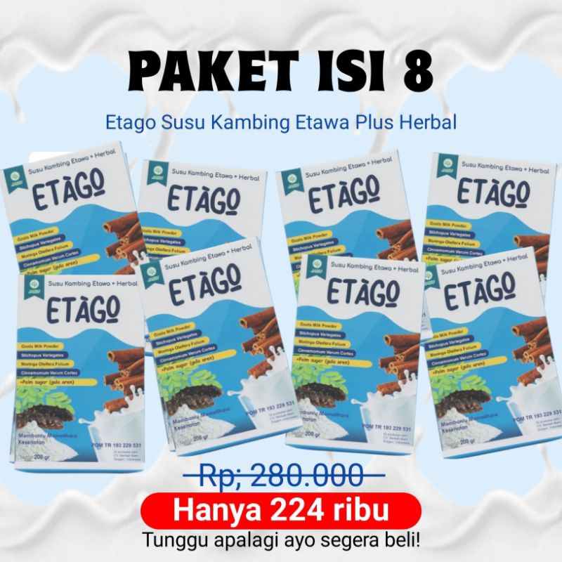 

Paket 8 box Etago Susu Kambing Etawa Plus Herbal