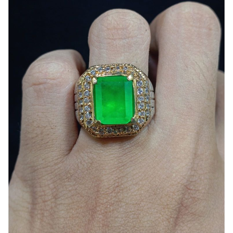 CINCIN BATU PERMATA GIOK/JADEITE JADE ASLI NATURAL LENGKAP DENGAN SERTIFIKAT