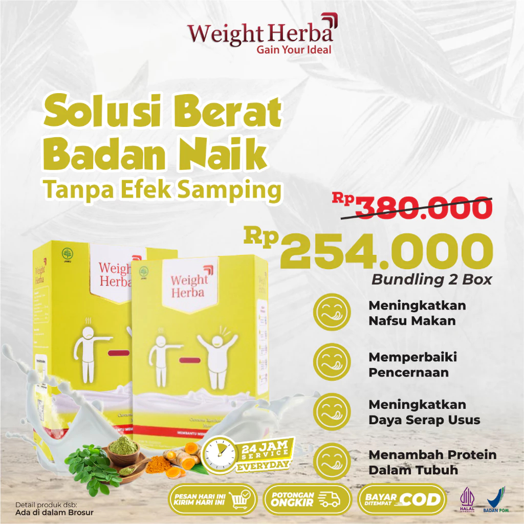 

(2 BOX) Weight Herba 2 Box - Susu Herbal Penambah Nafsu Makan & Penggemuk Berat Badan Terbaik