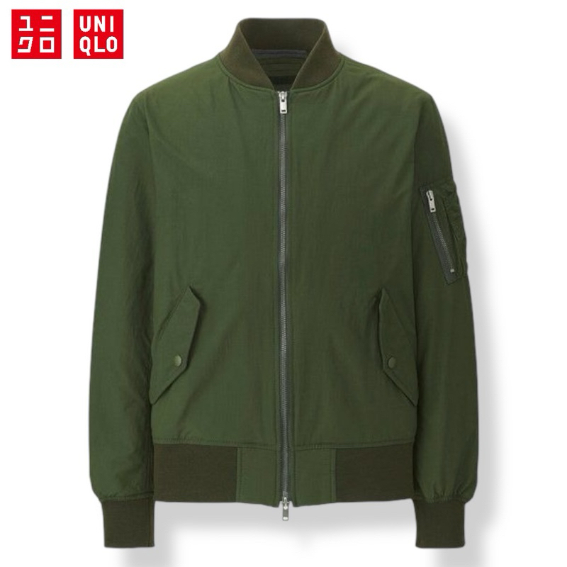 jaket bomber Uniqlo Original MA1 pilot green hijau army katun cotton canvas military jacket topgun m