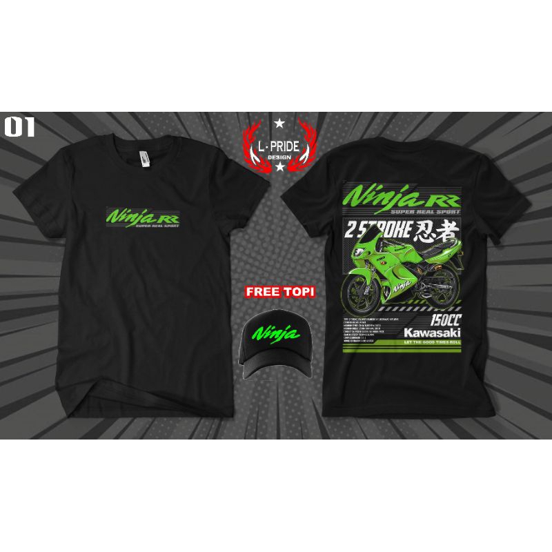 KAOS MOTOR KAWASAKI NINJA RR GRATIS TOPI | kaos ninja rr | kaos ninja | kaos