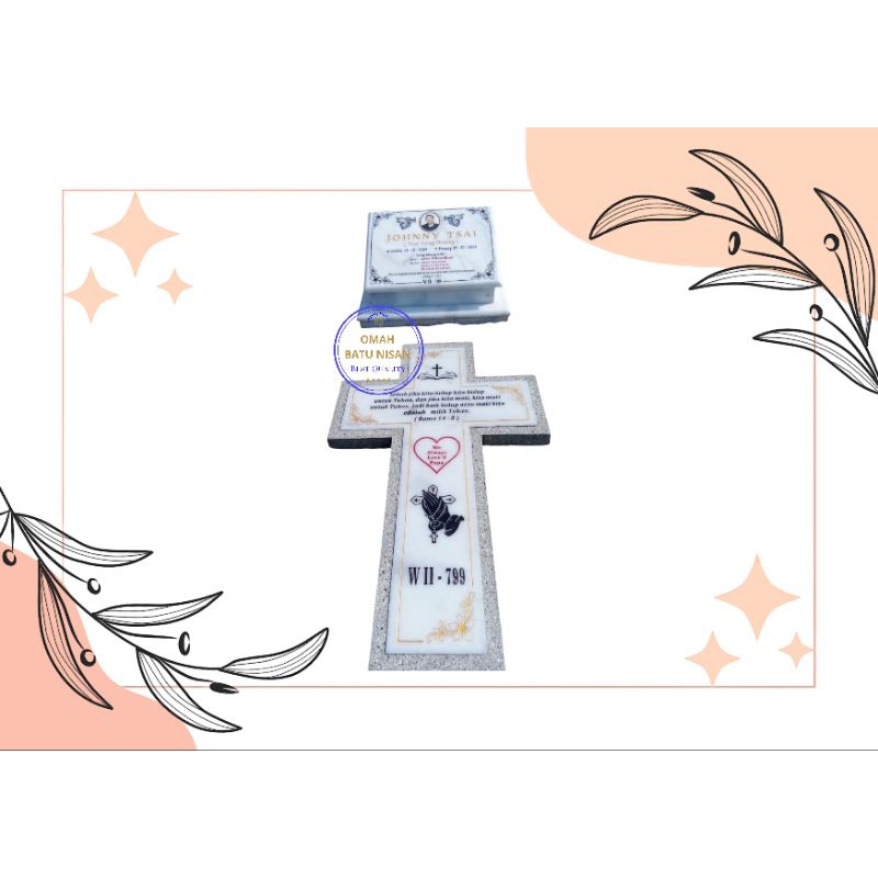 Batu Nisan Sepaket Salib Marmer import Italy