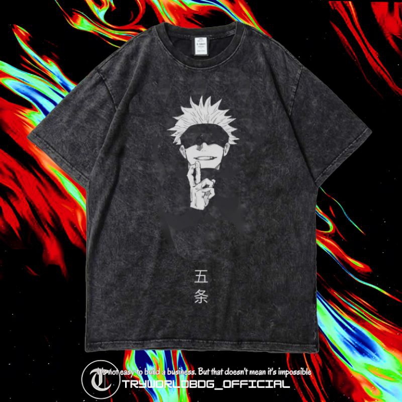TRYWORLDBDG OFFICIAL "GOJO SATORU" KAOS OVERSIZED | KAOS WASHED | STONE WASH | OVERSIZED T SHIRT | K