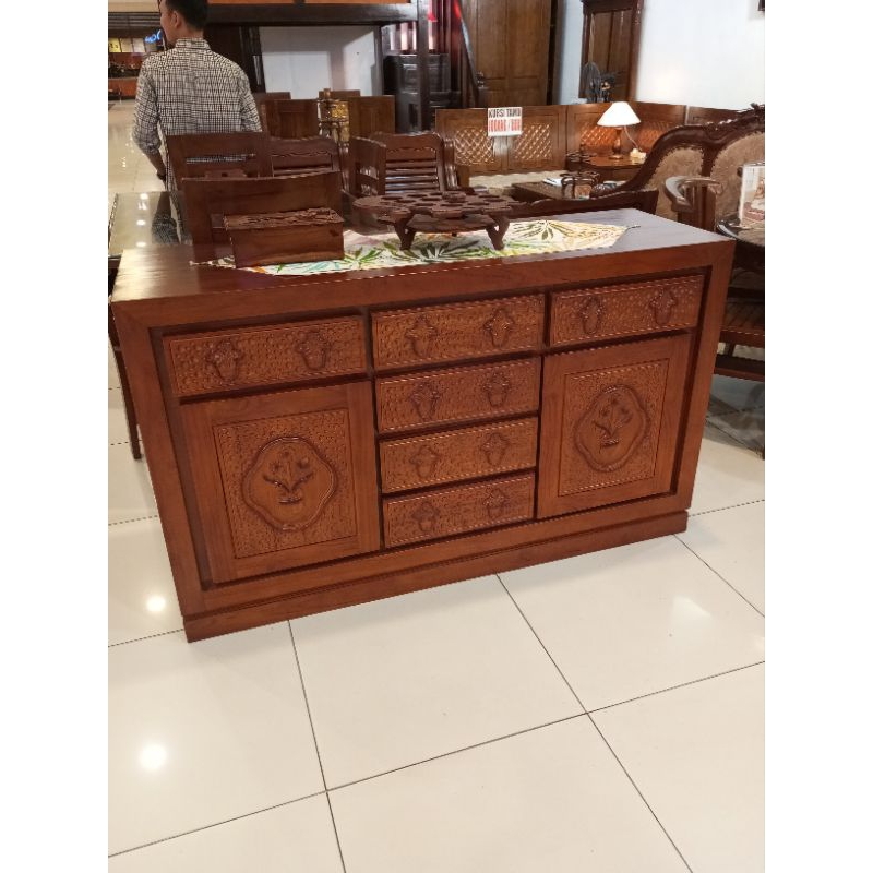 Lemari Bufet drawer Kayu Jati