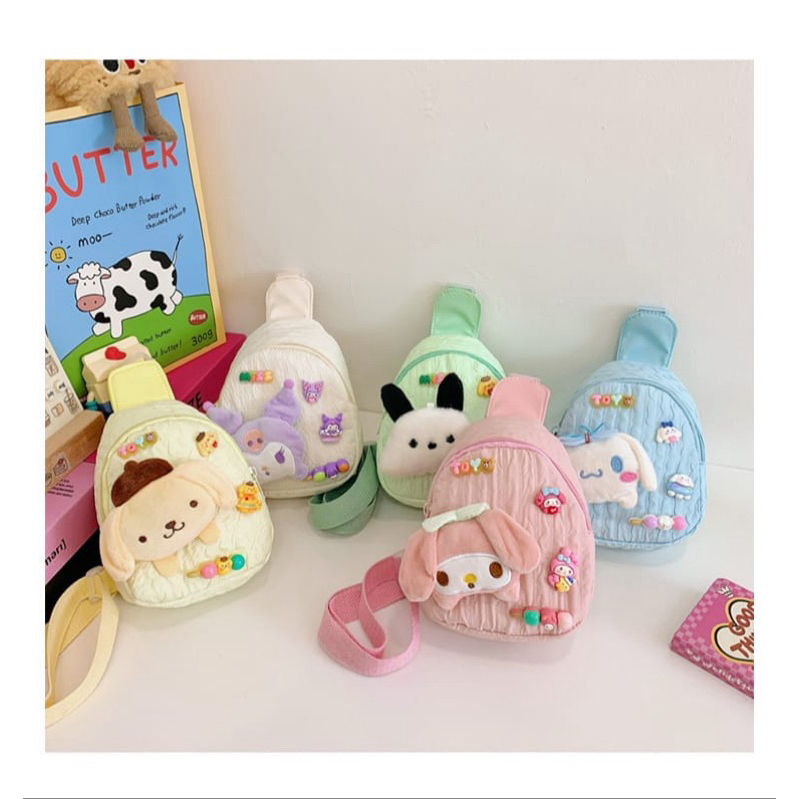 SLING BAG ANAK KARAKTER SANRIO MELODY / TAS SELEMPANG ANAK SANRIO / RANSEL DEPAN BELAKANG SANRIO MEL