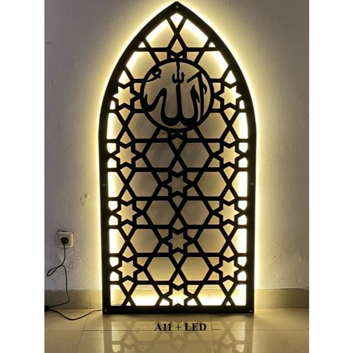 Hiasan Dinding Mihrab Mushola Rumah | FREE LED | Mekah | Homedecoryogya | A11