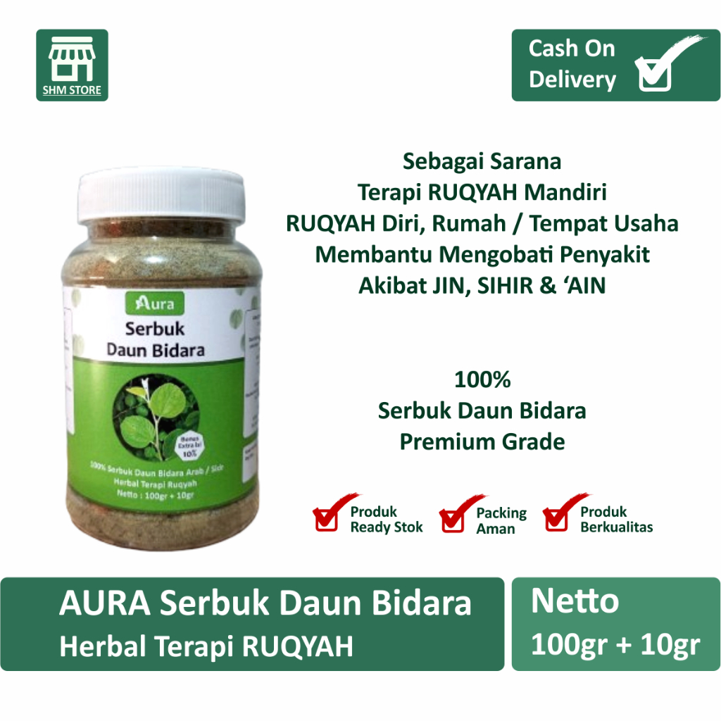 

Aura Serbuk Daun Bidara Arab isi 110gr / Herbal Terapi RUQYAH / Premiun Grade / Sidr / Bubuk Extra Halus