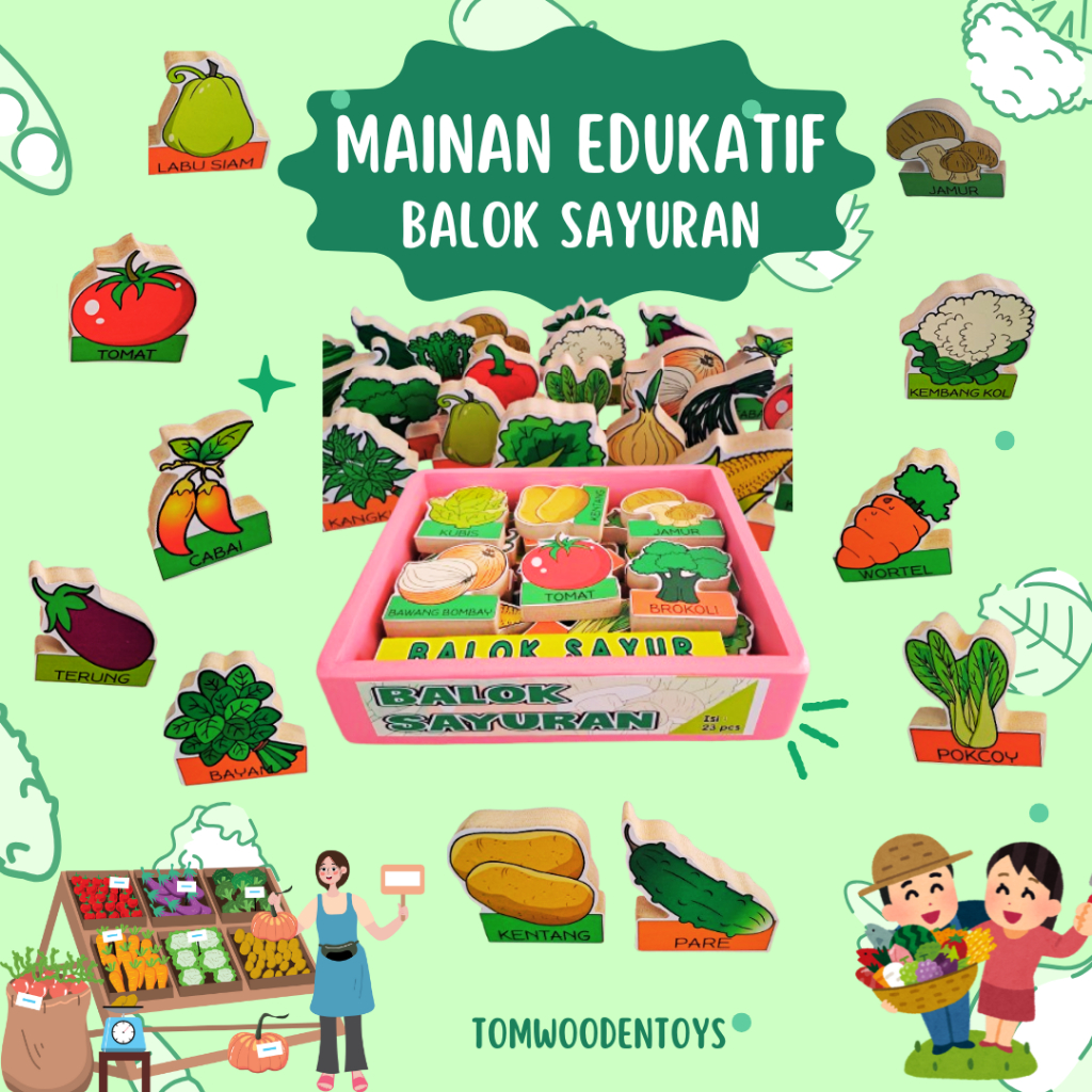 Mainan Edukatif Balok Sayur Box Mainan Anak TK Paud Toys