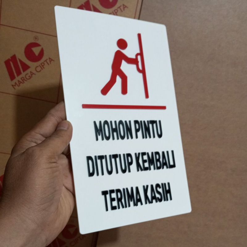 Sign In Mohon Pintu Ditutup Kembali Akrilik Timbul Berlogo