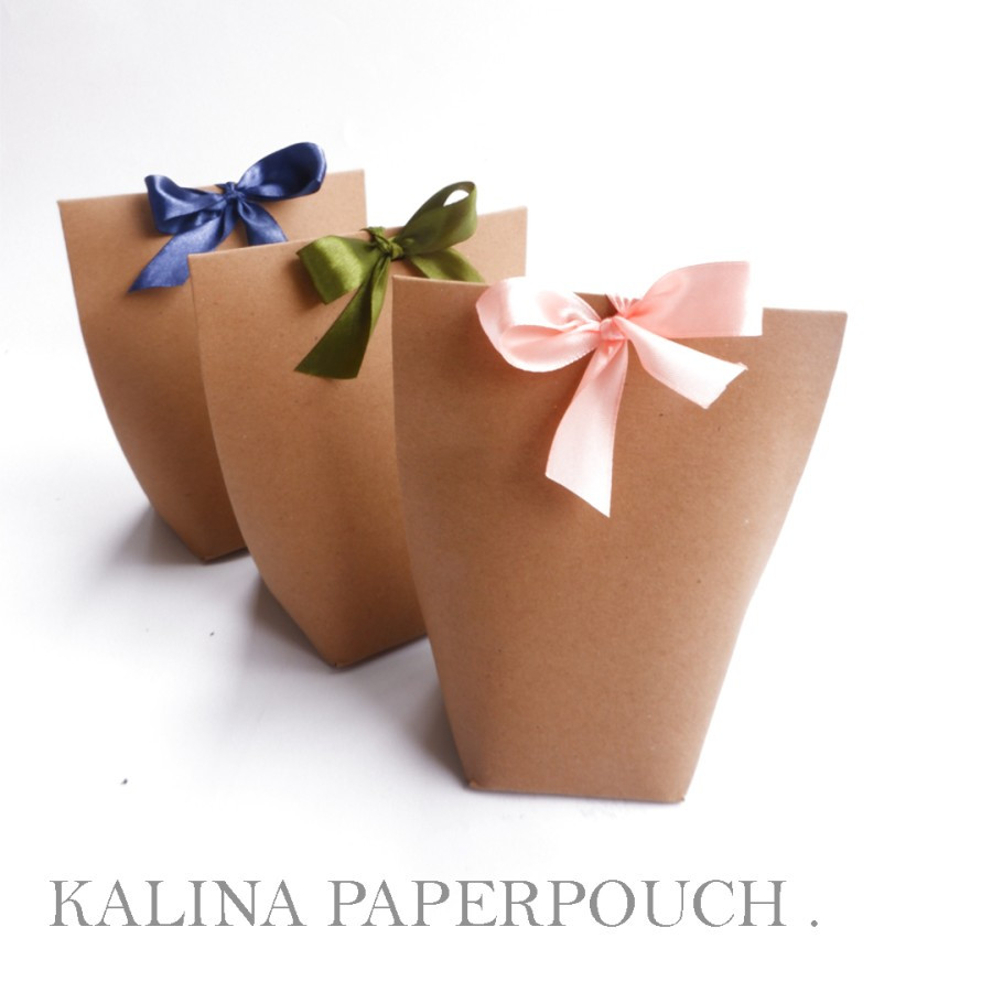 

10 Pcs Kalina Paperpouch Souvenir Hampers Bahan Kraft 280gr Coklat Ukuran 7x7x15.5cm