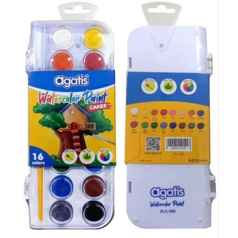 

Watercolor Paint cake Agatis 16 warna PC-C1601-8
