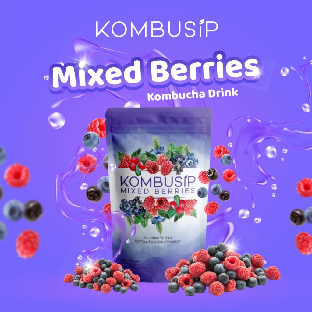 

Kombusip Mixed Berries Minuman Teh Serbuk Sehat 1 Sachet