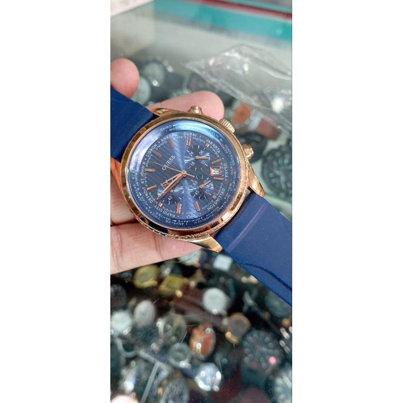 jam tangan pria elegant guess stenlis steel water resis