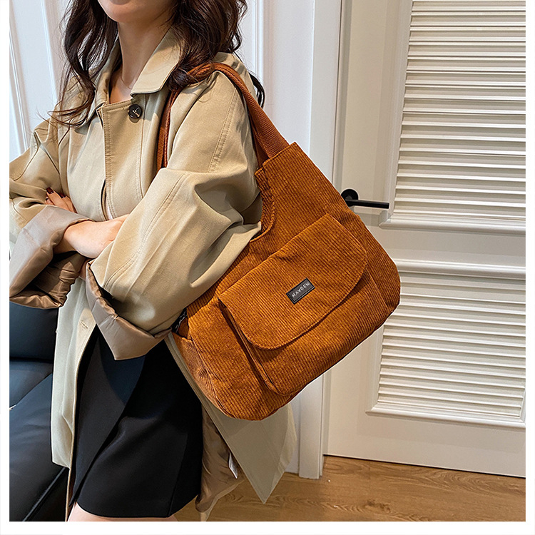 EXCLUSIVE Hayden Rhianon Bag Tote Bag Korduroi Cocok Untuk Kuliah Penutup Resleting Gaya Stylish -
