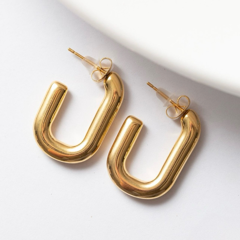 ISANUR97 | Aksesoris Anting Besar Berbentuk U-Anting Lapis Gold Silver 925 Anting Hijab Perak925