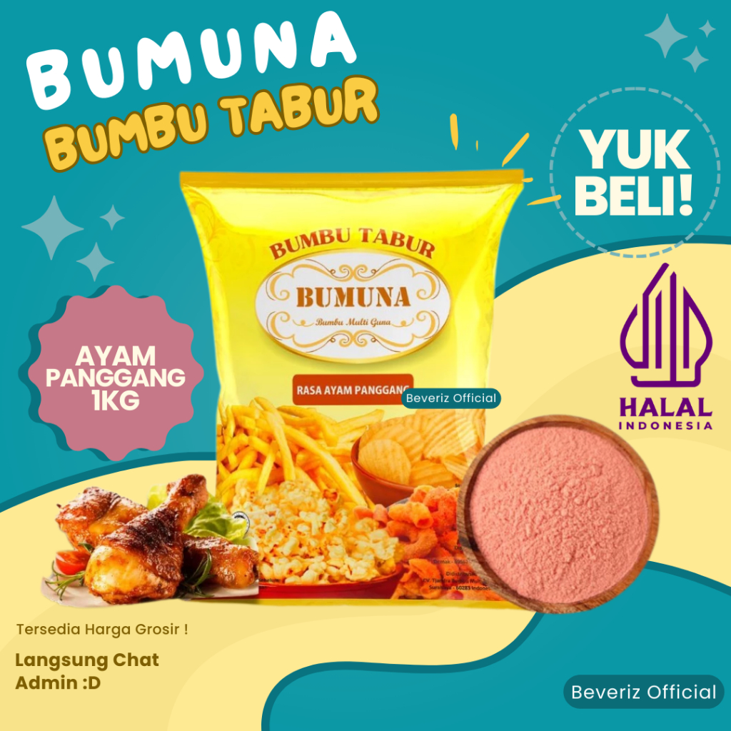 

BEVERIZ Bumuna Bumbu Rasa Ayam Panggang 1 Kg | Bubuk Tabur Premium {BISA COD{TERSEDIA HARGA GROSIR}