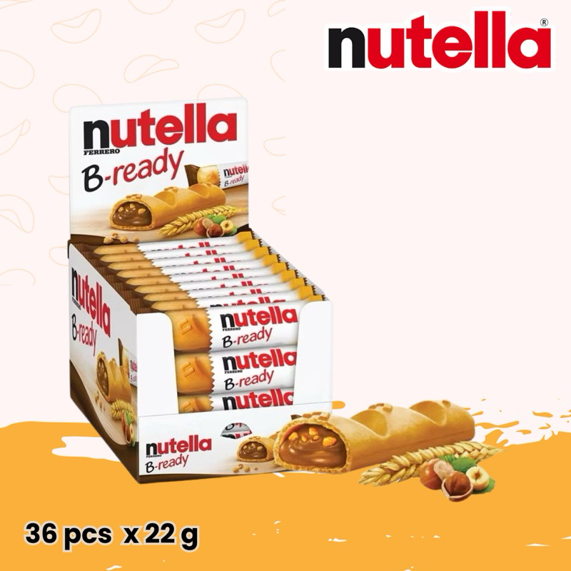 

NUTELLA B-Ready FERRERO 36 PCS x 22 GR - Biskuit / Wafer Coklat Kacang Hazelnut Bready Kinder 792 GR