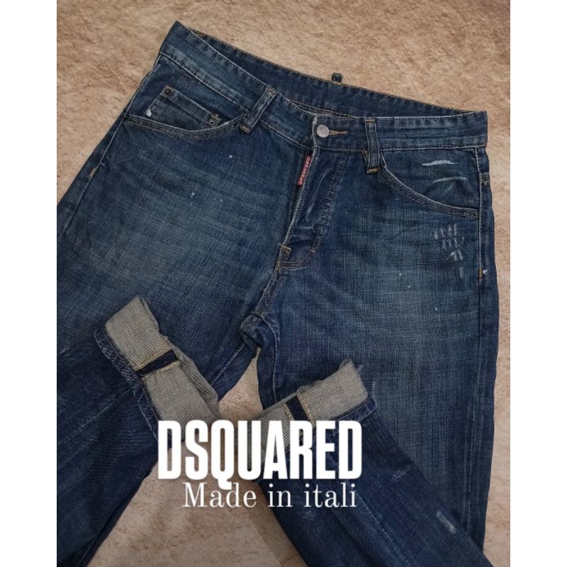 celana jeans denim DSQUARED model slim straight ripped pria second/bekas/preloved