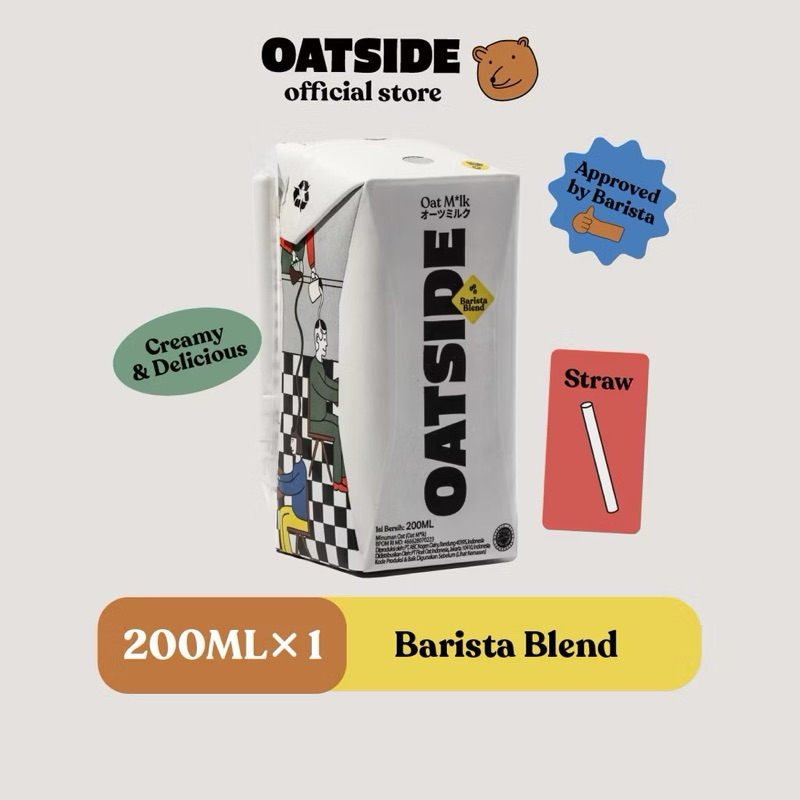 

OATSIDE Mini Straw Oat Milk Barista Blend 200ml (Kemasan dengan Sedotan) | Susu Oat