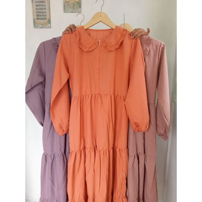gamis rempel susun bahan katun