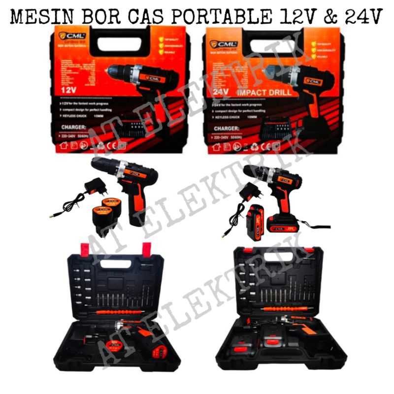 CAMEL Impact Drill Bor Cas 10mm 12V dan 24V / Bor Portable / Bor Beton Tembok Tanpa Kabel 12V dan 24