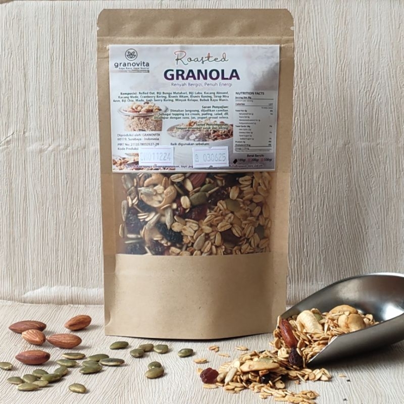 

GRANOVITA Granola Roasted Sereal Premium 100gr Oatmeal snack sehat Diet alami